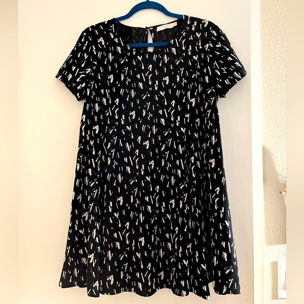 Lush Swing Dress, Black with white confetti